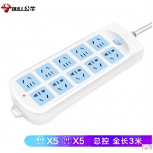 公牛（BULL）新國標插座/插線板/插排/排插/接線板/拖線板 10位總控全長3米超功率保護 GN-605