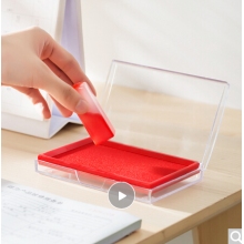 得力(deli)13788mm透明外殼方形快干印臺印泥 辦公用品 紅色9864